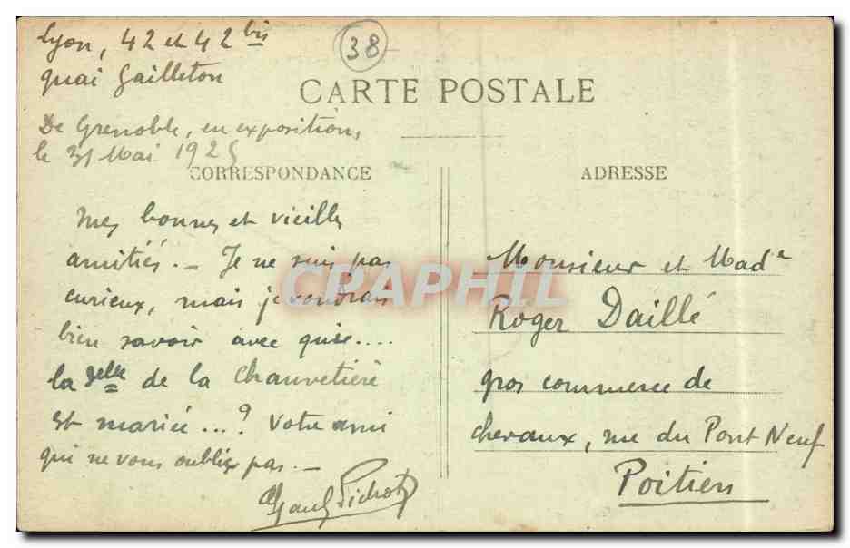 Grenoble CPA Le pont metallique sur le Drac — Verso