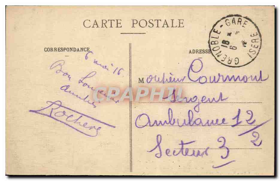 Grenoble CPA Rue Felix Poulat et les Galeries modernes — Verso