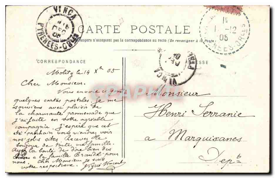 CPA Vue generale de Molitg les Bains — Rückseite