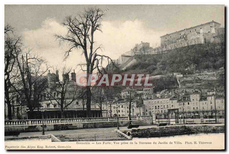 Grenoble CPA Les forts vue prise de la terrasse du jardin de ville 