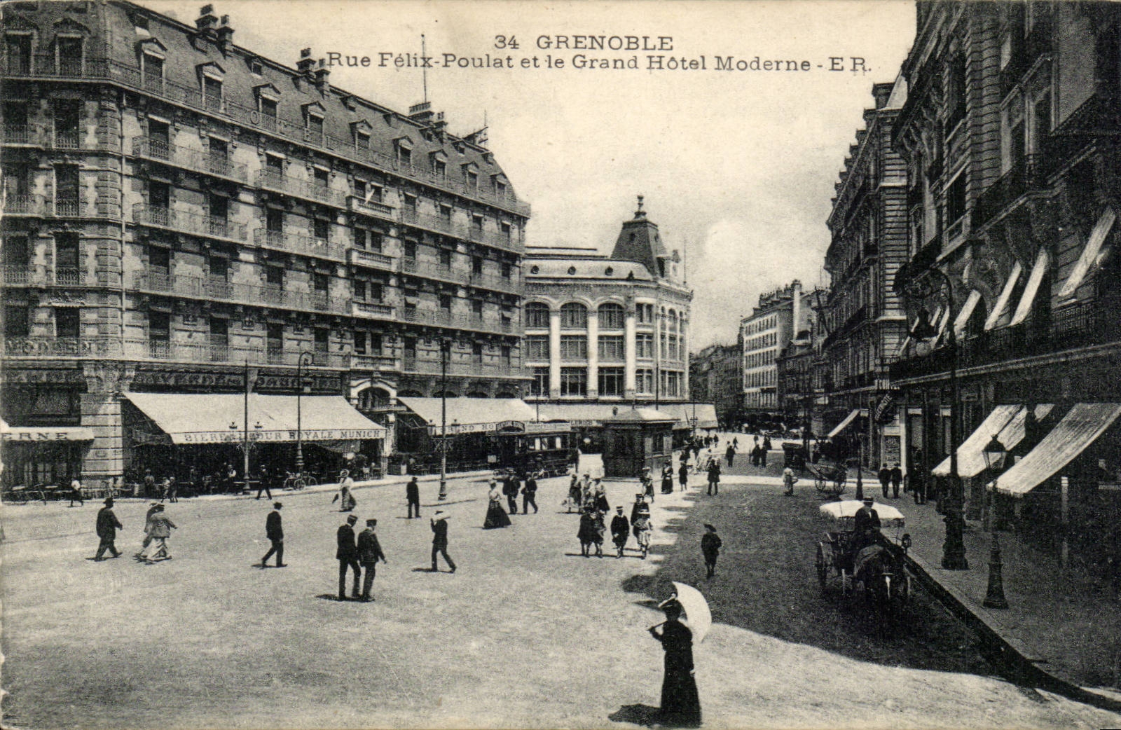Grenoble — Rue Félix-Poulat and the Grand Hôtel Moderne — E.R.