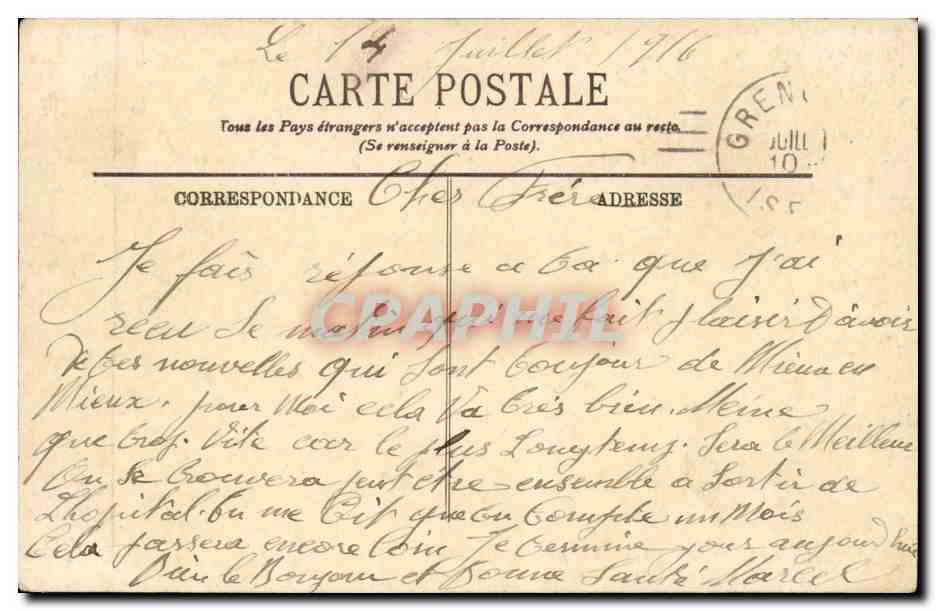 Grenoble — Le Pont suspendu et les Alpes — LL. n° 514 — Reverso