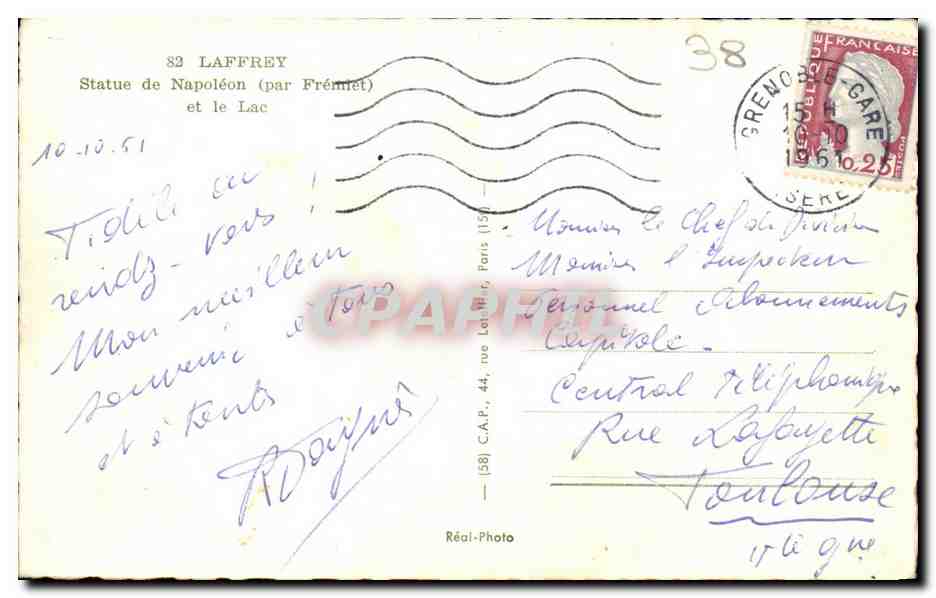 Statue de Napoléon (par Frémiet) — et le Lac — C.A.P. n° 58 — Reverso