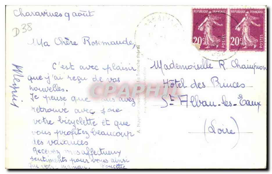 Charavines CPAm Le grand canal — Verso
