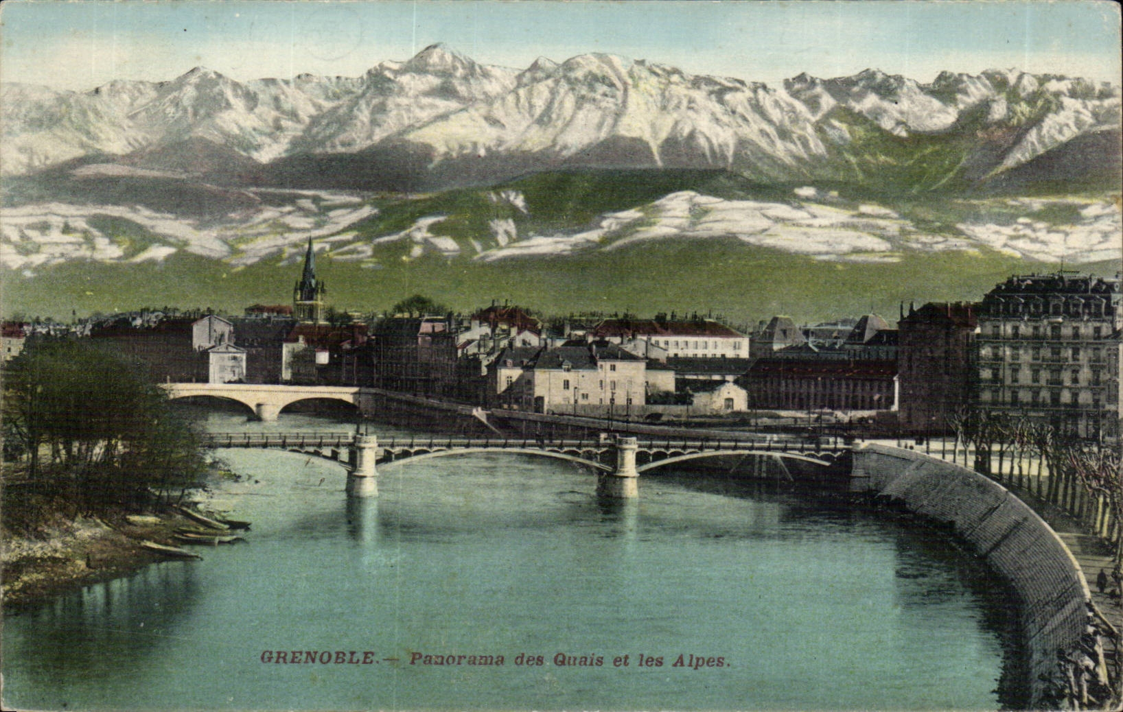 Grenoble — Panorama der Quais und der Alpen