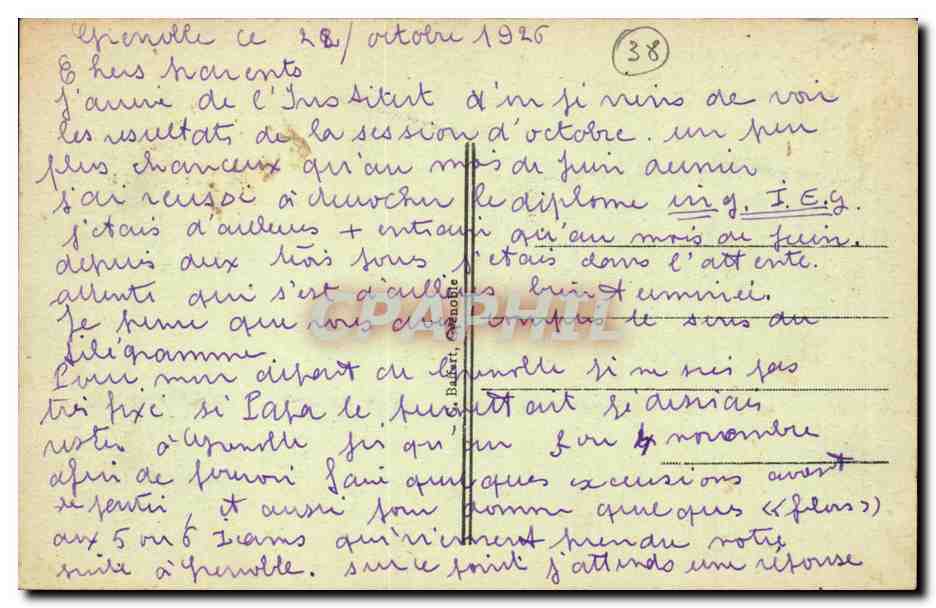 Grenoble CPA Carrefour Alsace Lorraine et boulevard Gambetta — Rückseite