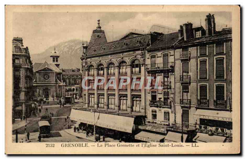 Grenoble CPA La place Grenette et l'eglise saint Louis