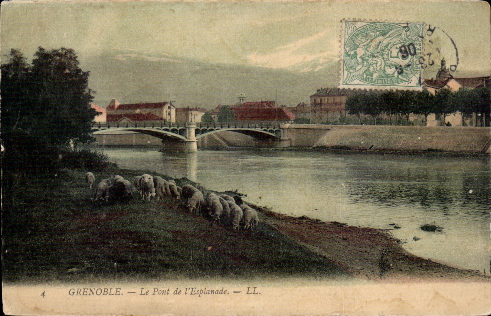Grenoble CPA Le pont de l'esplanade (moutons)