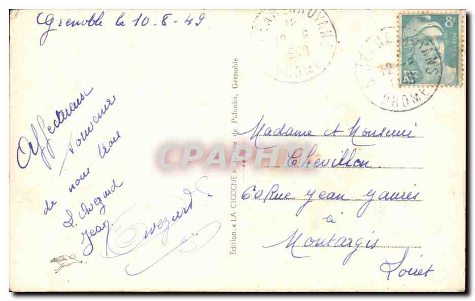 Grenoble (Isère) — Vue générale de la Chaîne — Édition La Cigogne, n°65 — Rückseite
