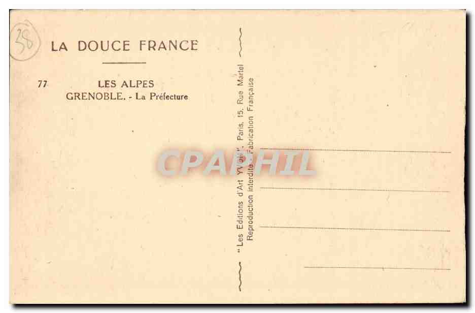 Grenoble - La Préfecture — Les Alpes — Éditions d'Art Yvon — Rückseite