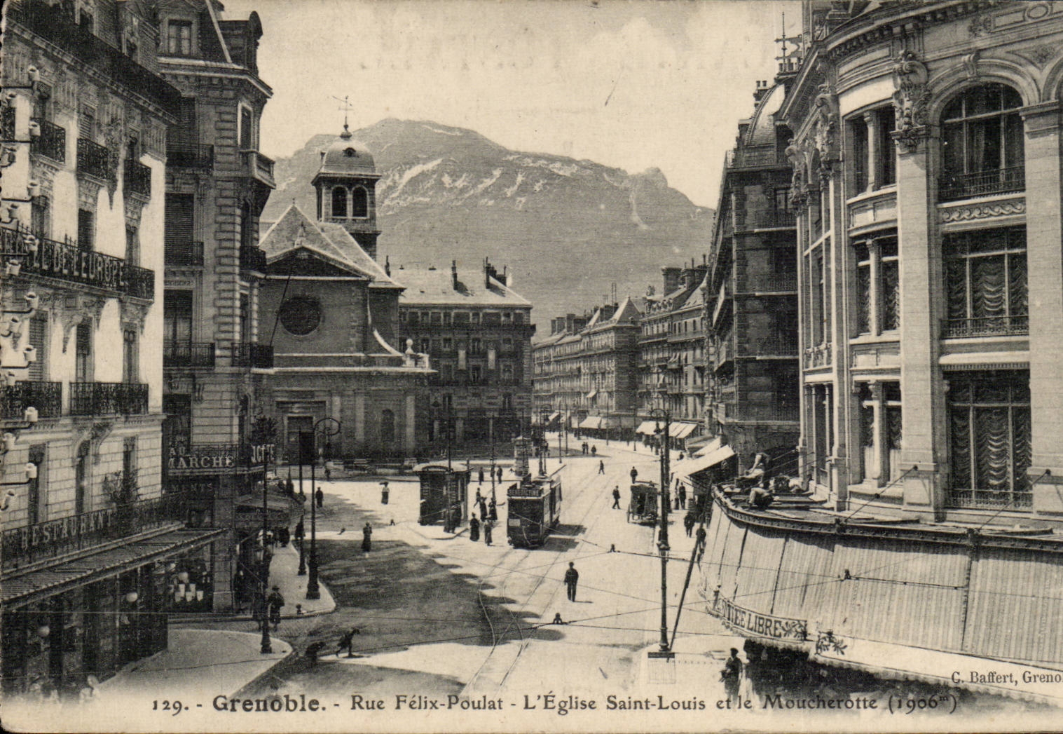 Grenoble CPA Rue FElix Poulat L'eglise Saint Louis et le Moucherotte