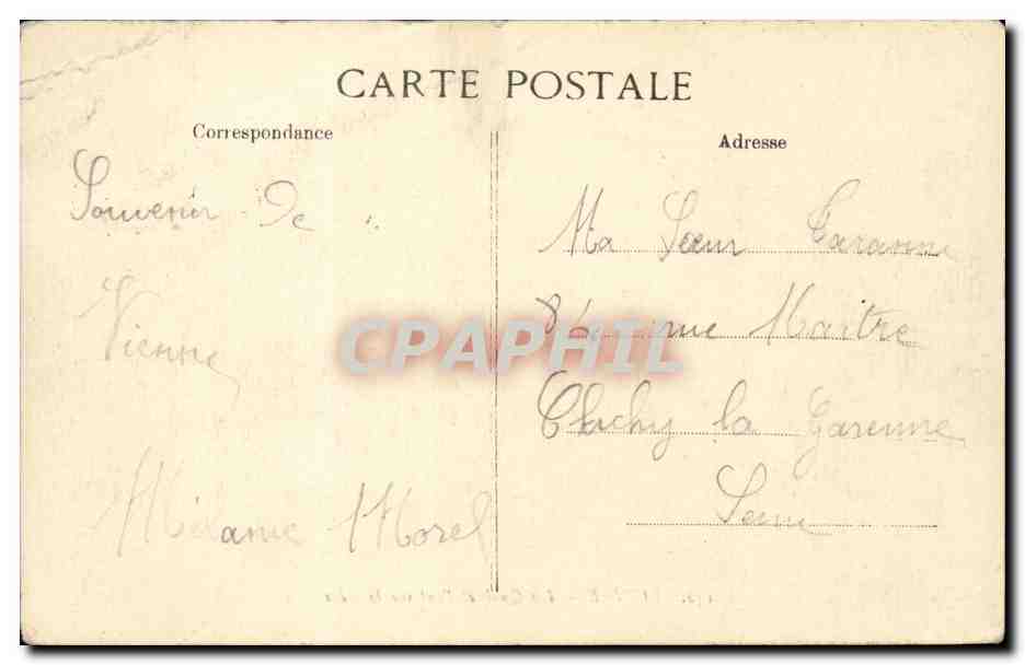 Vienne CPA Les quais et le pont sur la Gere — Rückseite