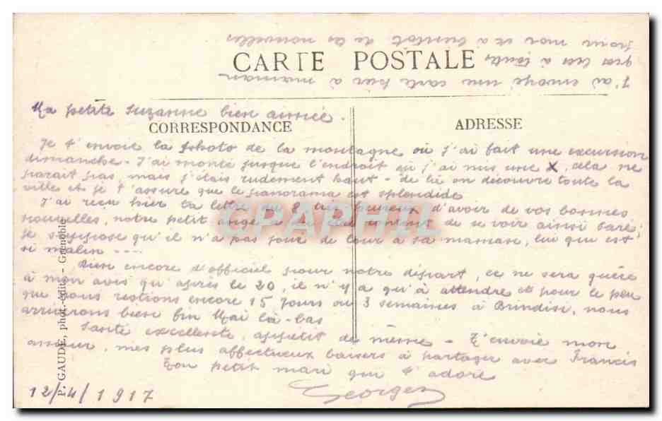 Grenoble CPA Pont de la Porte de France et les forts — Verso