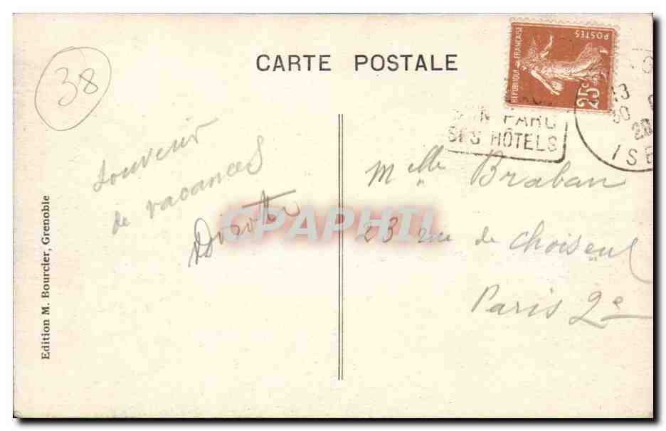 Dauphiné - Uriage-les-Bains - Le Château, le Colom (2353 m.) et Eperlay — Rückseite