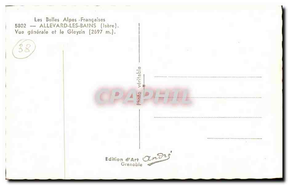 Allevard les Bains CPA Vue generale et le Gleyzin — Verso