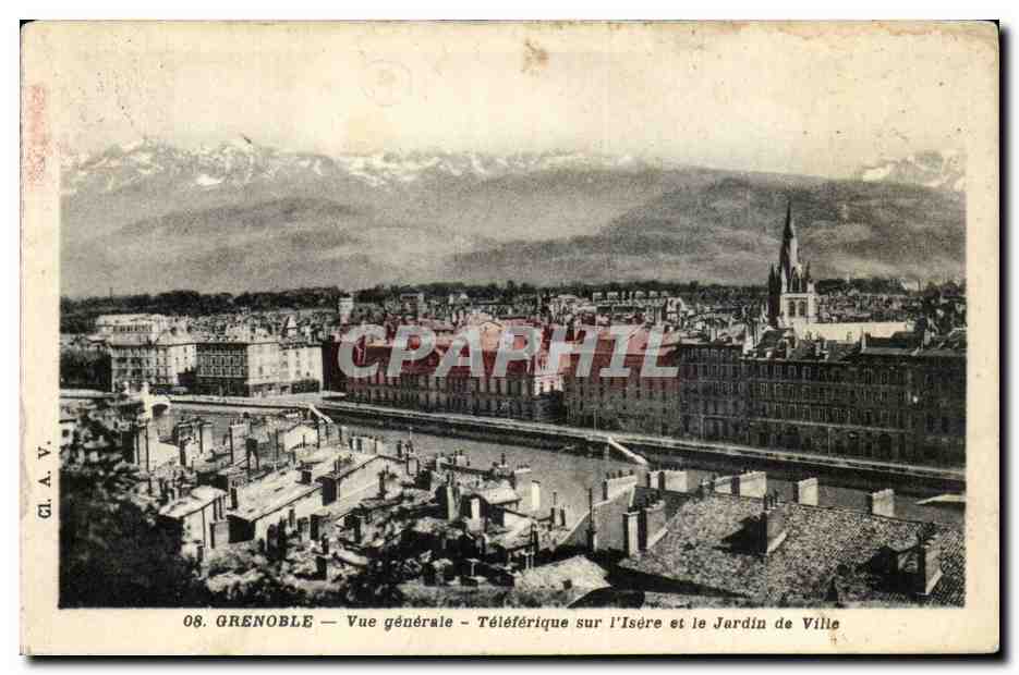Dauphine CPA Grenoble Vue generale Teleferique sur l'Isere et le jardin de la ville