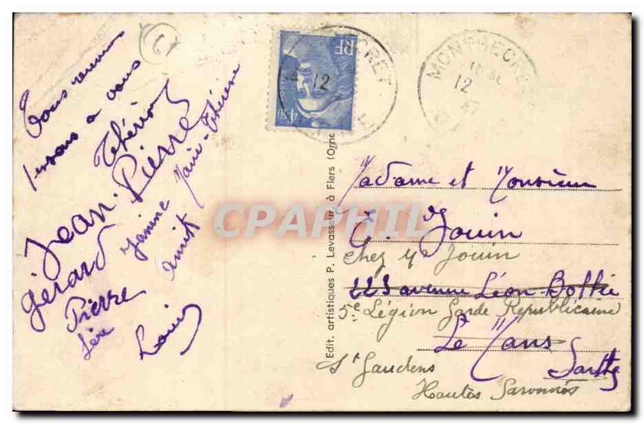 Bagnoles de l'Orne Cartolina d'epoca Il lago e il casinò del lago — Verso