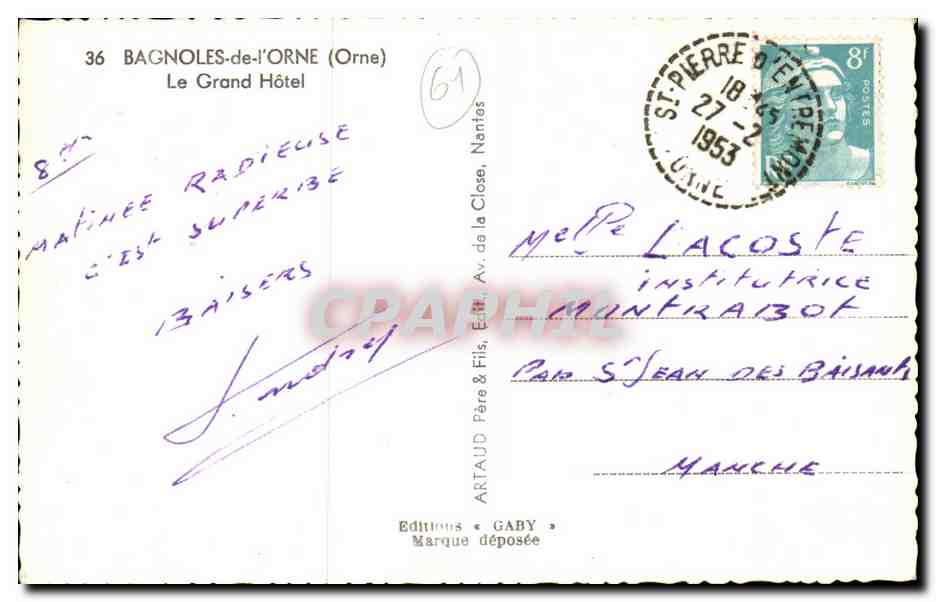 Bagnolles-de-l'Orne — El Gran Hôtel — Éditions Gaby — Reverso