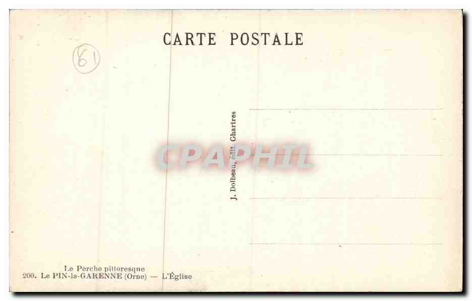 Le Pin la Garenne cPA L'eglise — Rückseite