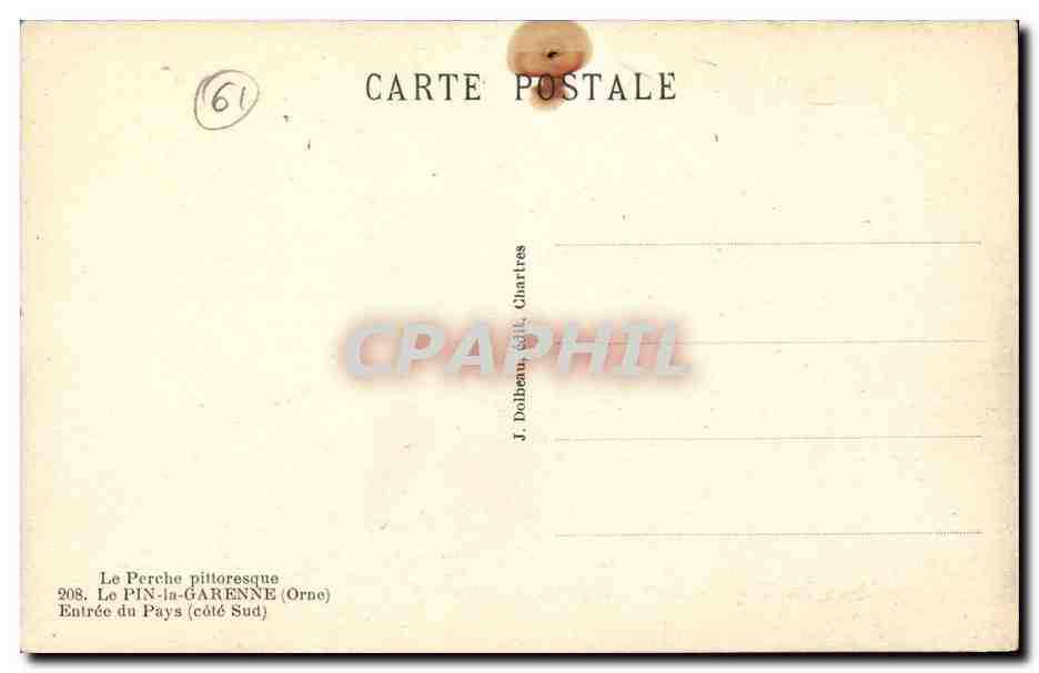 CPA Le pin La Garenne Entree du pasy — Rückseite