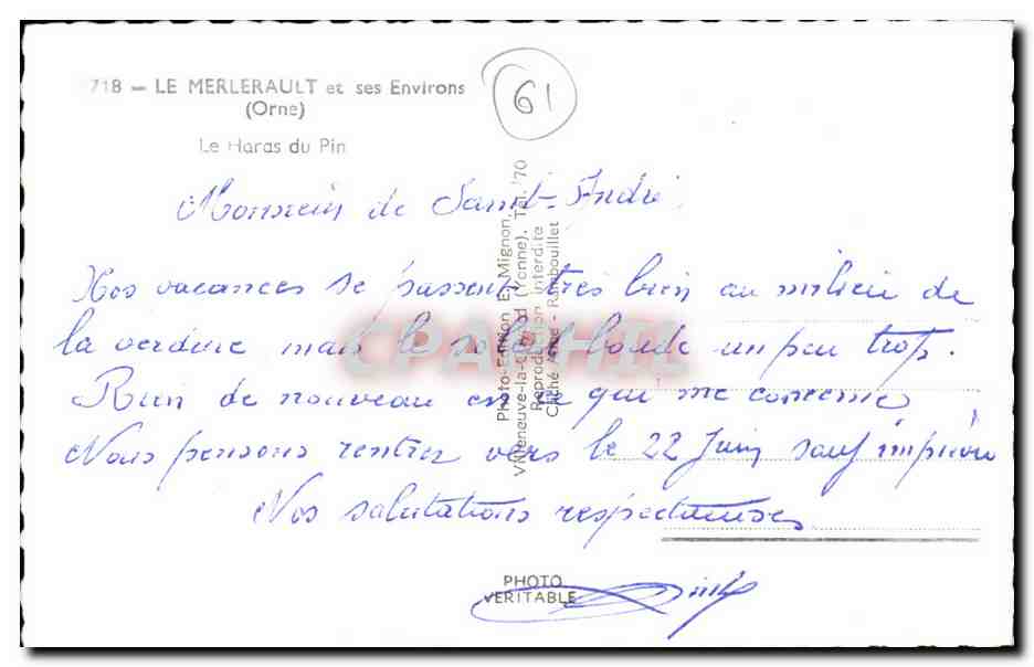 Le Haras du Pin — Le Merlerault (Orne) — Photo Édition Mignon — Reverso