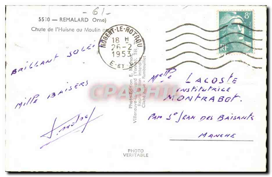Remalard CPM Chute de l'Huisne au moulin neuf — Rückseite
