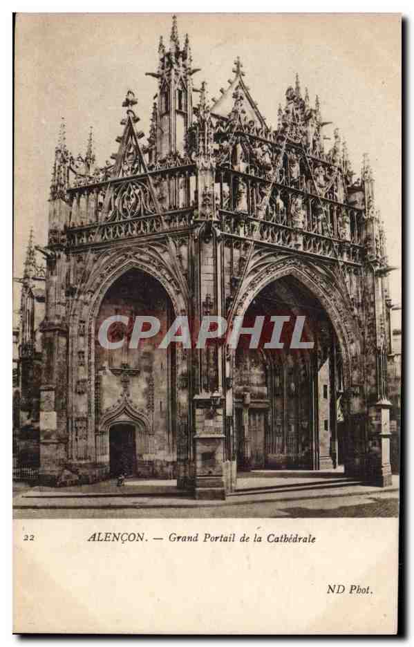Alencon CPA Grand portail de la cathedrale