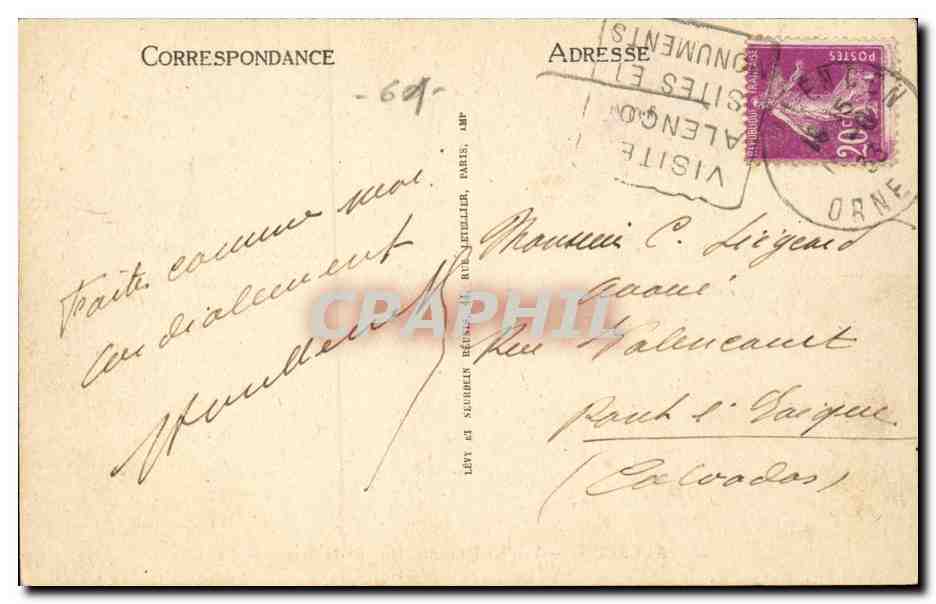 Alencon CPA Vieilles maisons Rue de la Barre — Rückseite