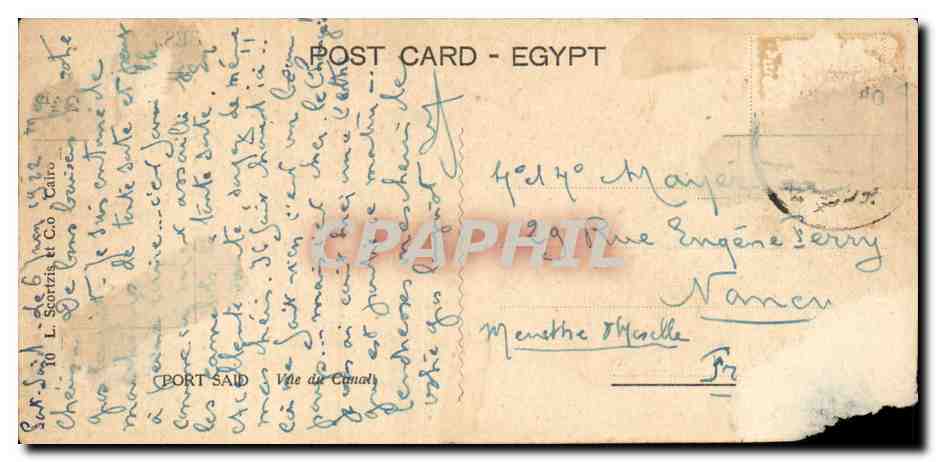 Port Said — Vue du canal — L. Sarras & Cie, Port Said — Rückseite