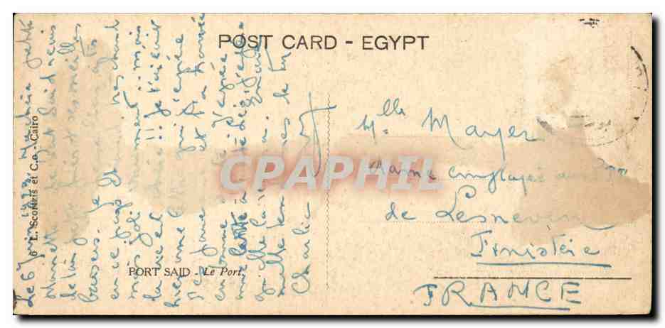 Port Said — Le Port — Éditeur L. Scannells et Cie, Cairo — Verso