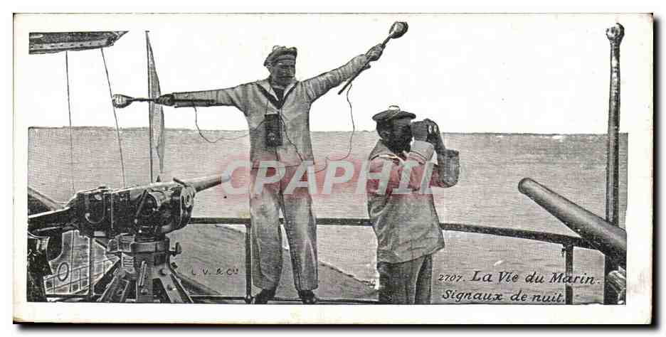 CPA La vie de marin Signaux de nuit (bateau boat ship)