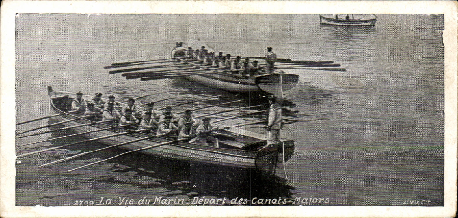 CPA La vie de marin Depart des canots majors (bateau boat ship guerre)