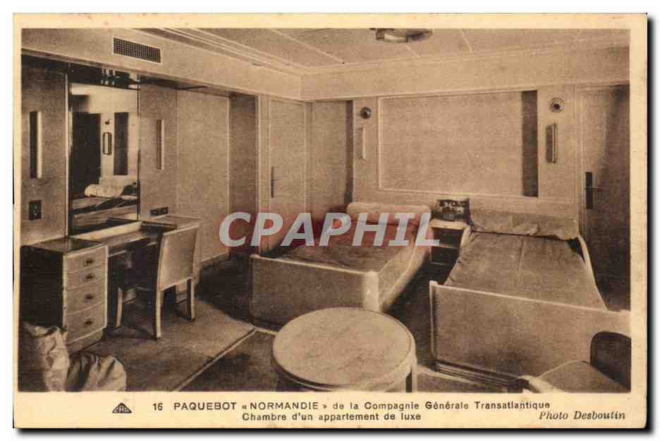 CPA Interieur du Normandie (Cie Generale Transatlantique) Chambre d'un appartement de luxe (paquebot)