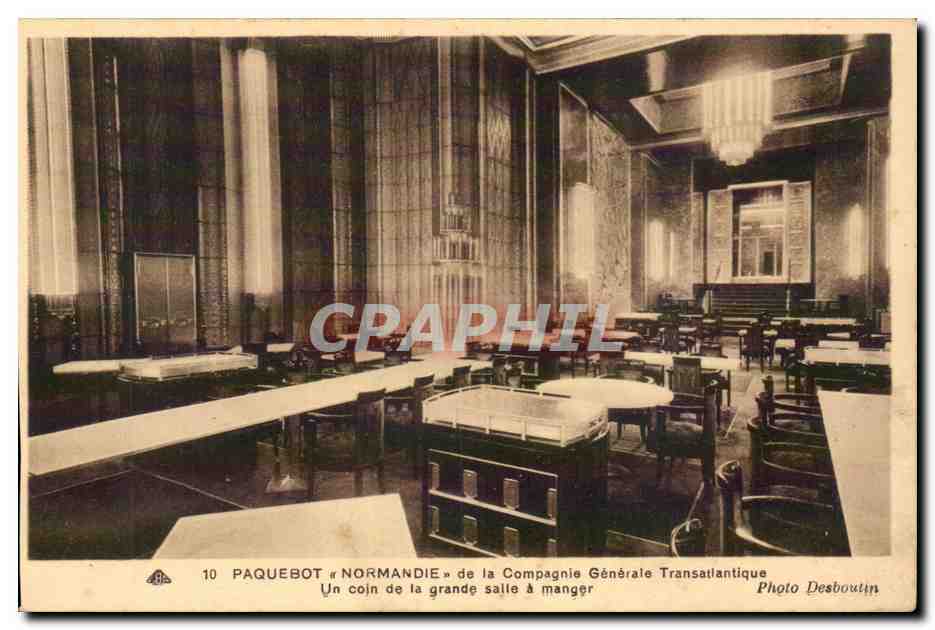 Paquebot « Normandie » — Un coin de la grande salle à manger — Photo Desboutilin