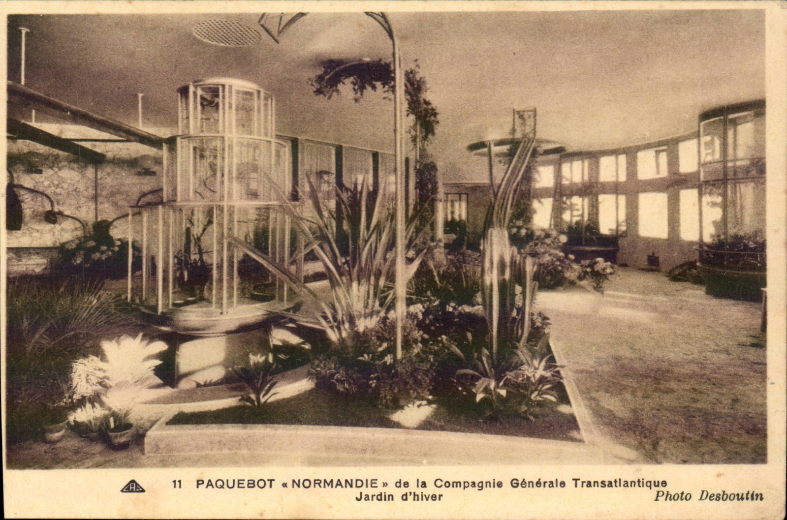 Jardin d'hiver du paquebot « Normandie » — Compagnie Générale Transatlantique — Photo Desboutilin