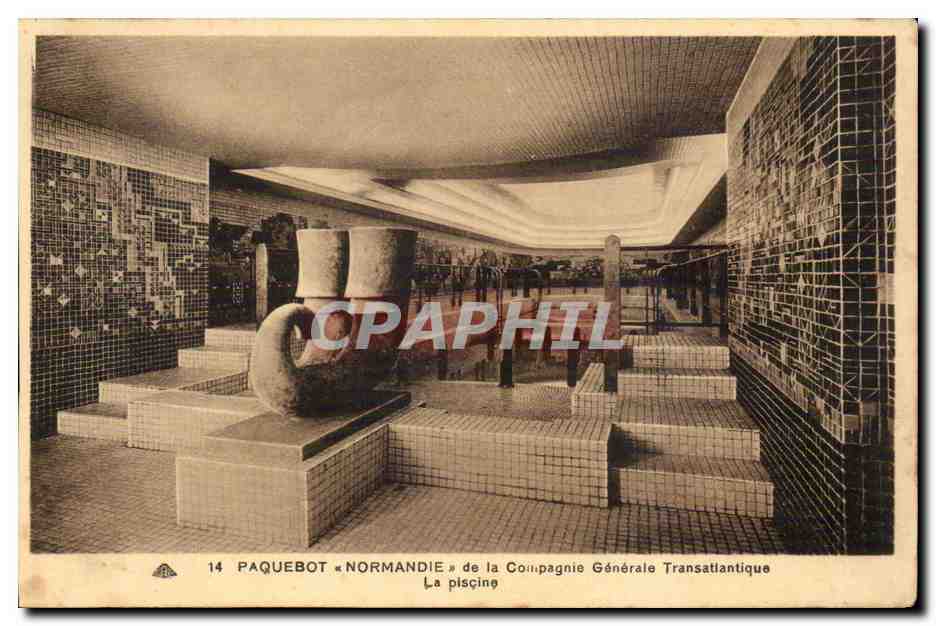 Paquebot « Normandie » — La piscine — Compagnie Générale Transatlantique