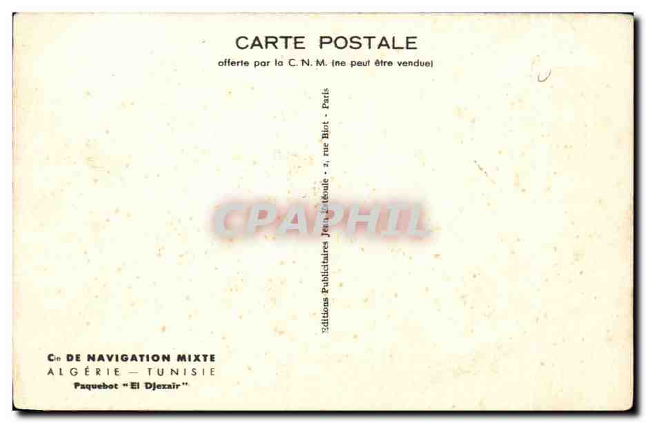 Paquebot "El Djexair" — Algérie - Tunisie — Éditions Jean Biot, Paris — Reverso