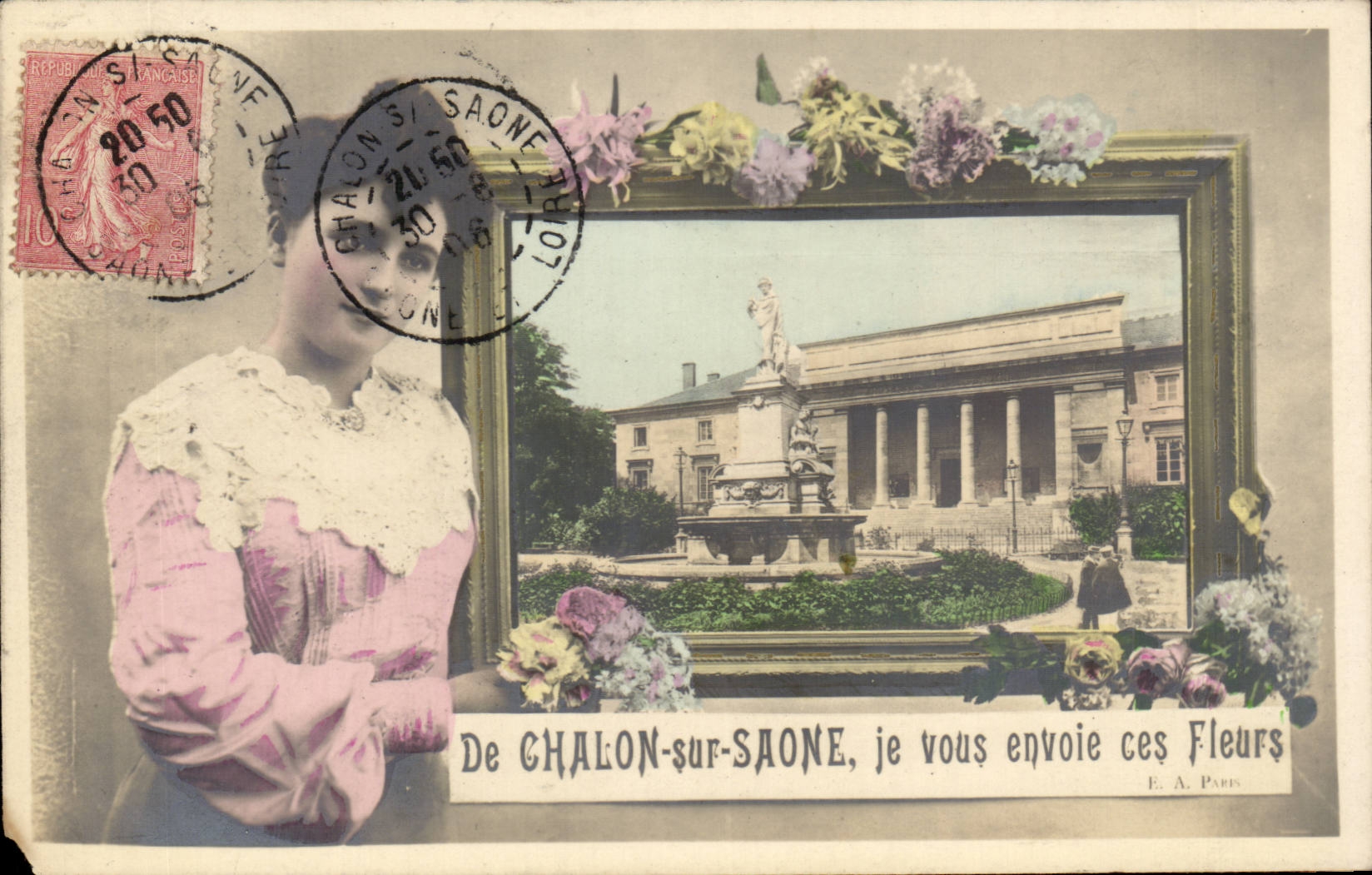 Chalon sur Saone - Je Vous Envoie ces Fleurs - Souvenir - CPA 