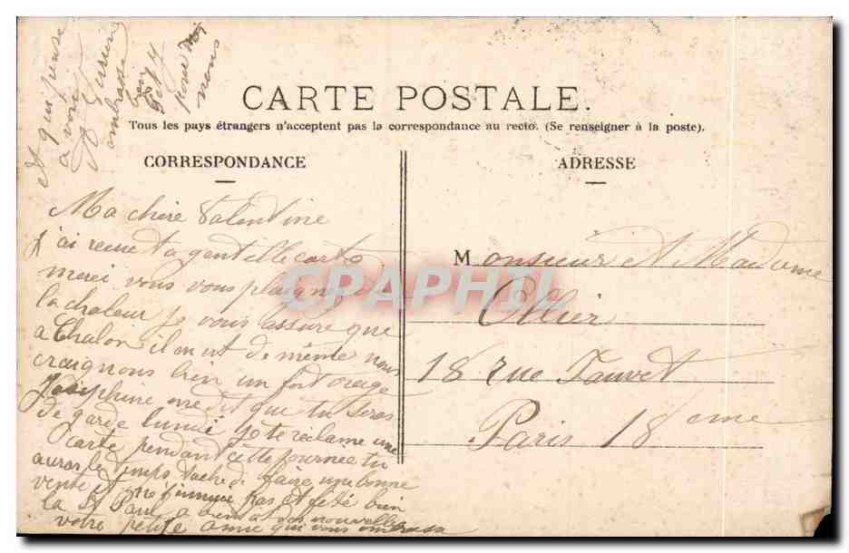 Chalon sur Saone - Je Vous Envoie ces Fleurs - Souvenir - CPA  — Rückseite