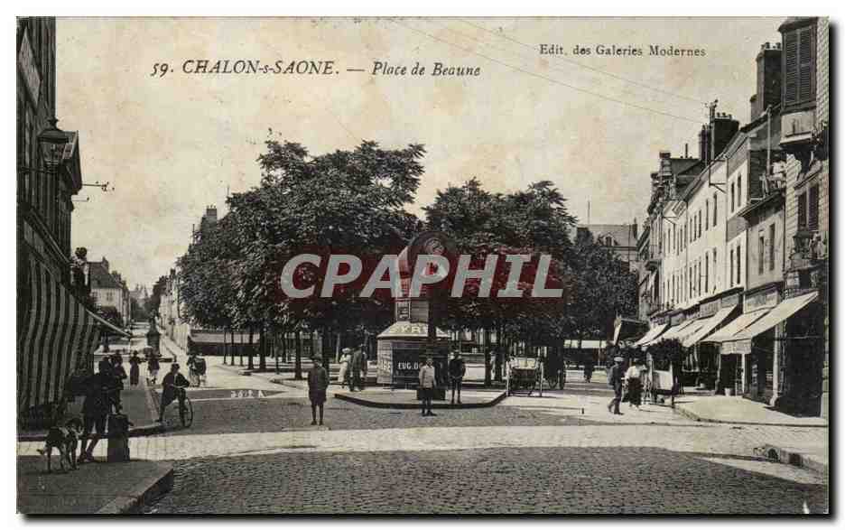 Chalon sur Saone - Place de Beune - velo - chien - CPA 
