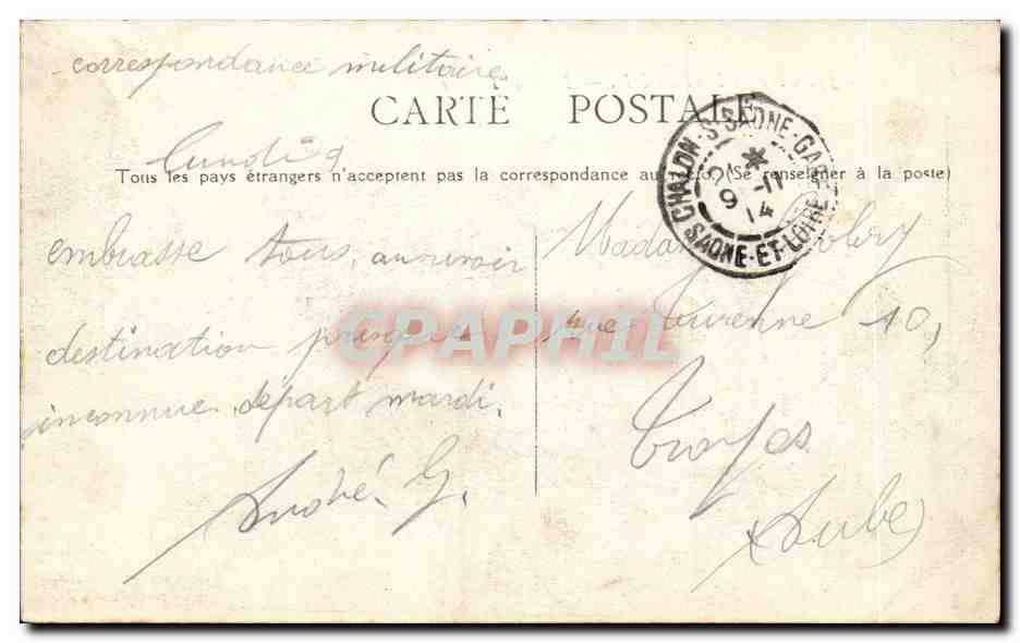 Chalon sur Saone - Place de Beune - velo - chien - CPA  — Rückseite