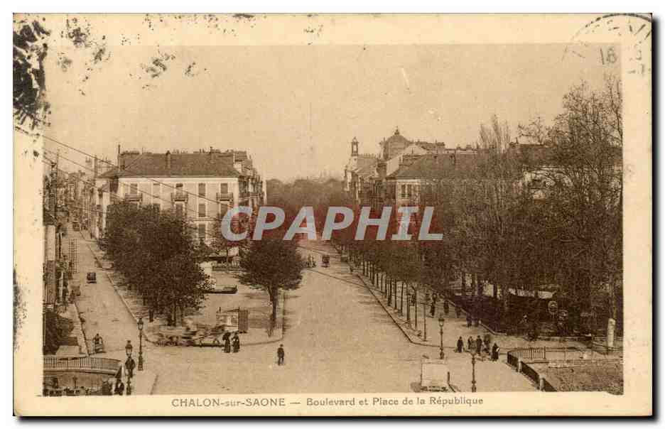 Chalon sur Saone - Boulevard et Place de la Republique - CPA 