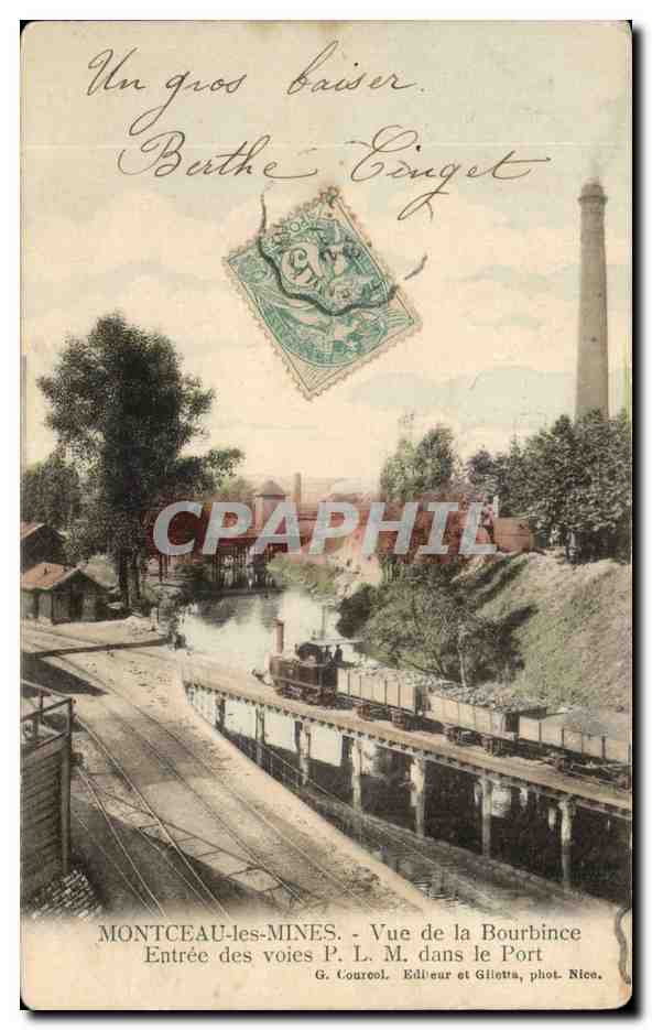 Montceau-les-Mines - Vue de la Bourbince dans le Port — G. Courcol, éditeur et Glietta, phot. Nice