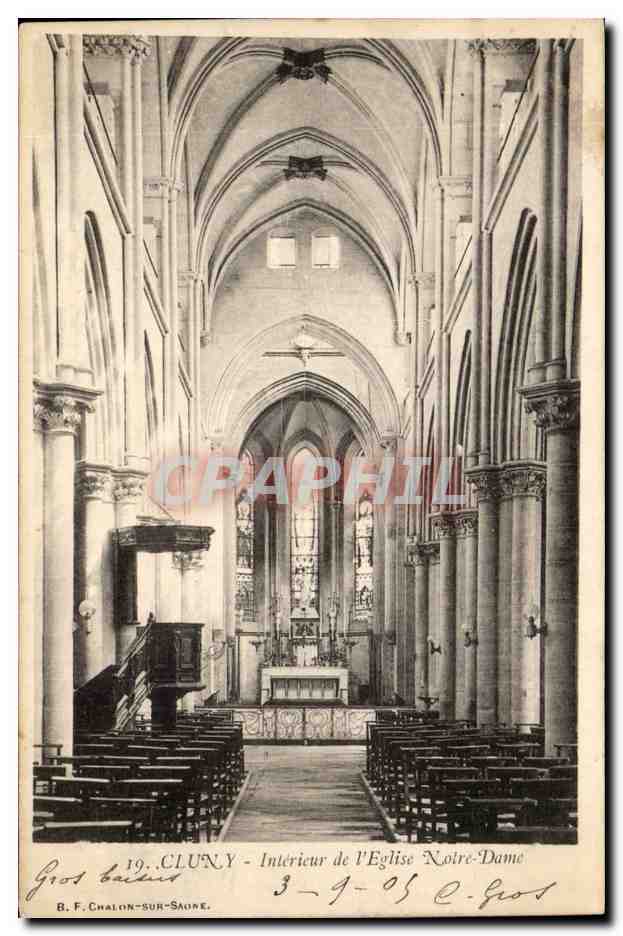 Cluny - Interieur de l'Eglise Notre Dame - CPA 