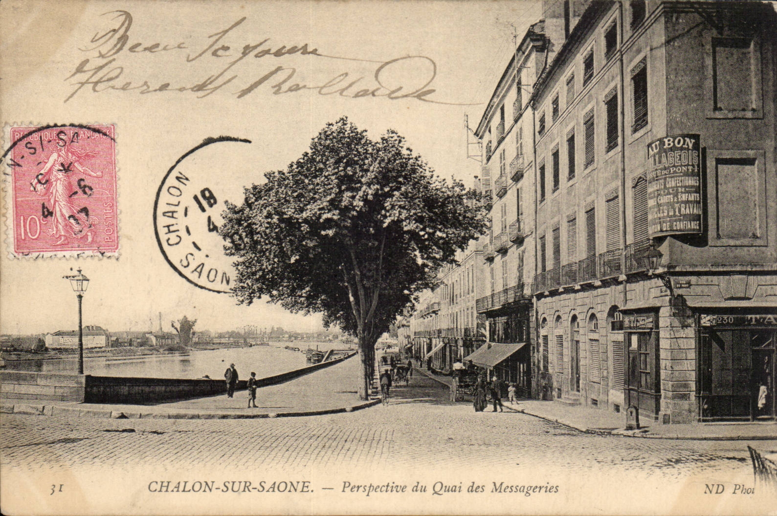 Chalon sur Saone - Perspective du Quai de Messagerie- CPA 
