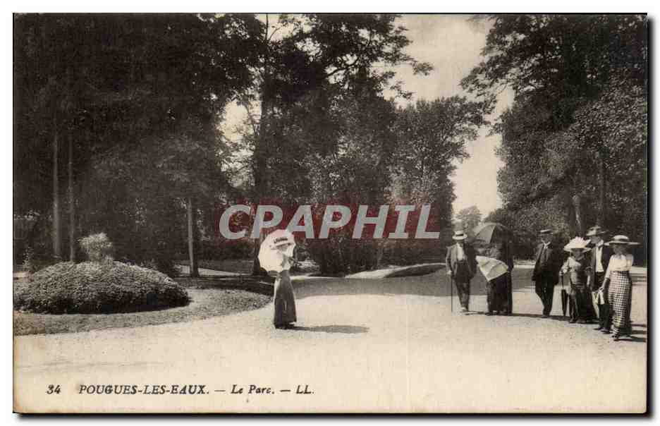 Pougues les Eaux - Le Parc - Femme avec Parasol - CPA 