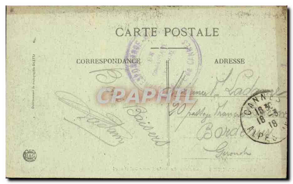 Cannes - Coucher de Soleil - - CPA  — Verso