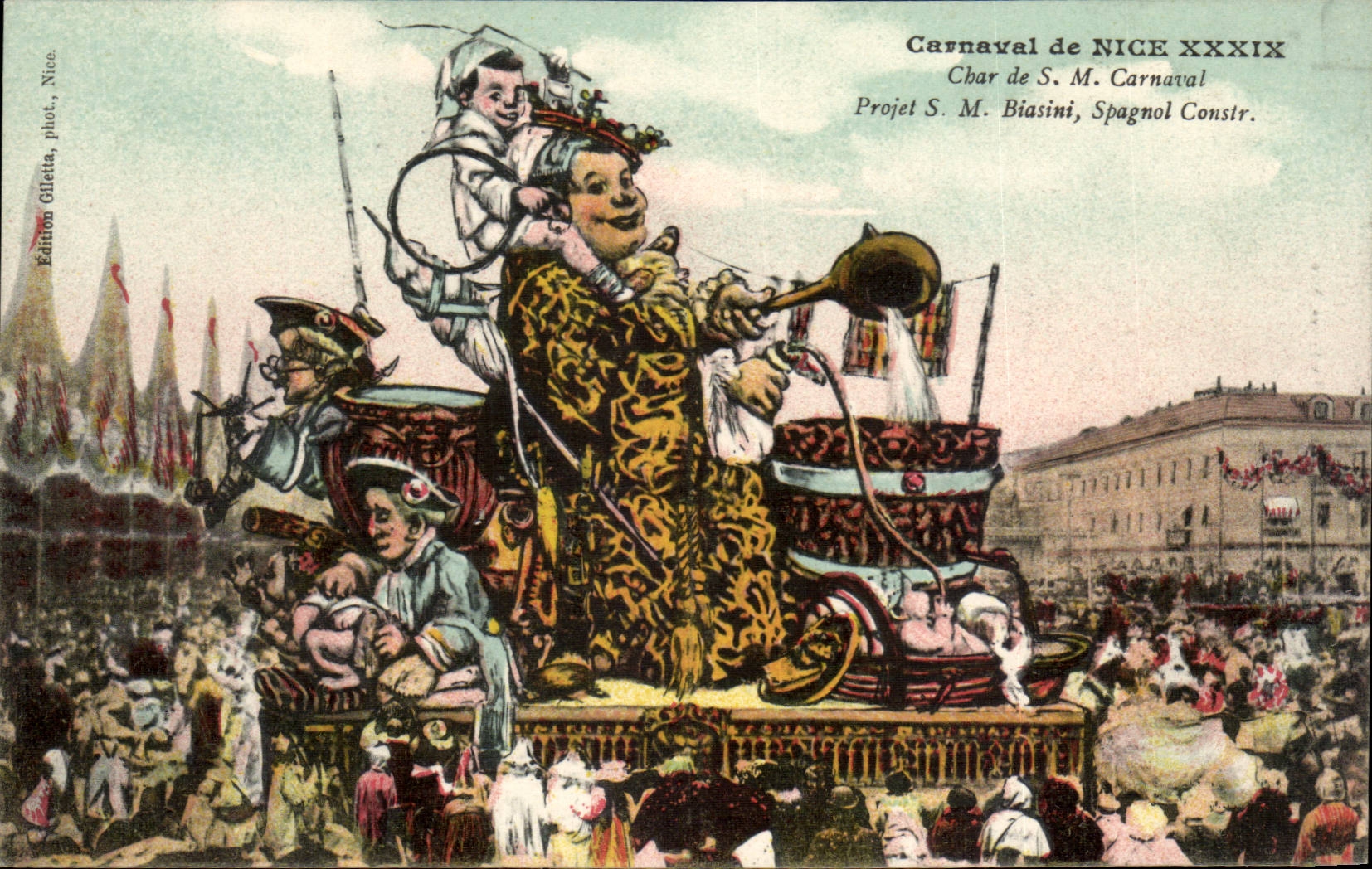 Carnaval van NICE XXXIX — Wagen van S. M. Carnaval — Project S. M. Biasini, Spaanse Bouwer