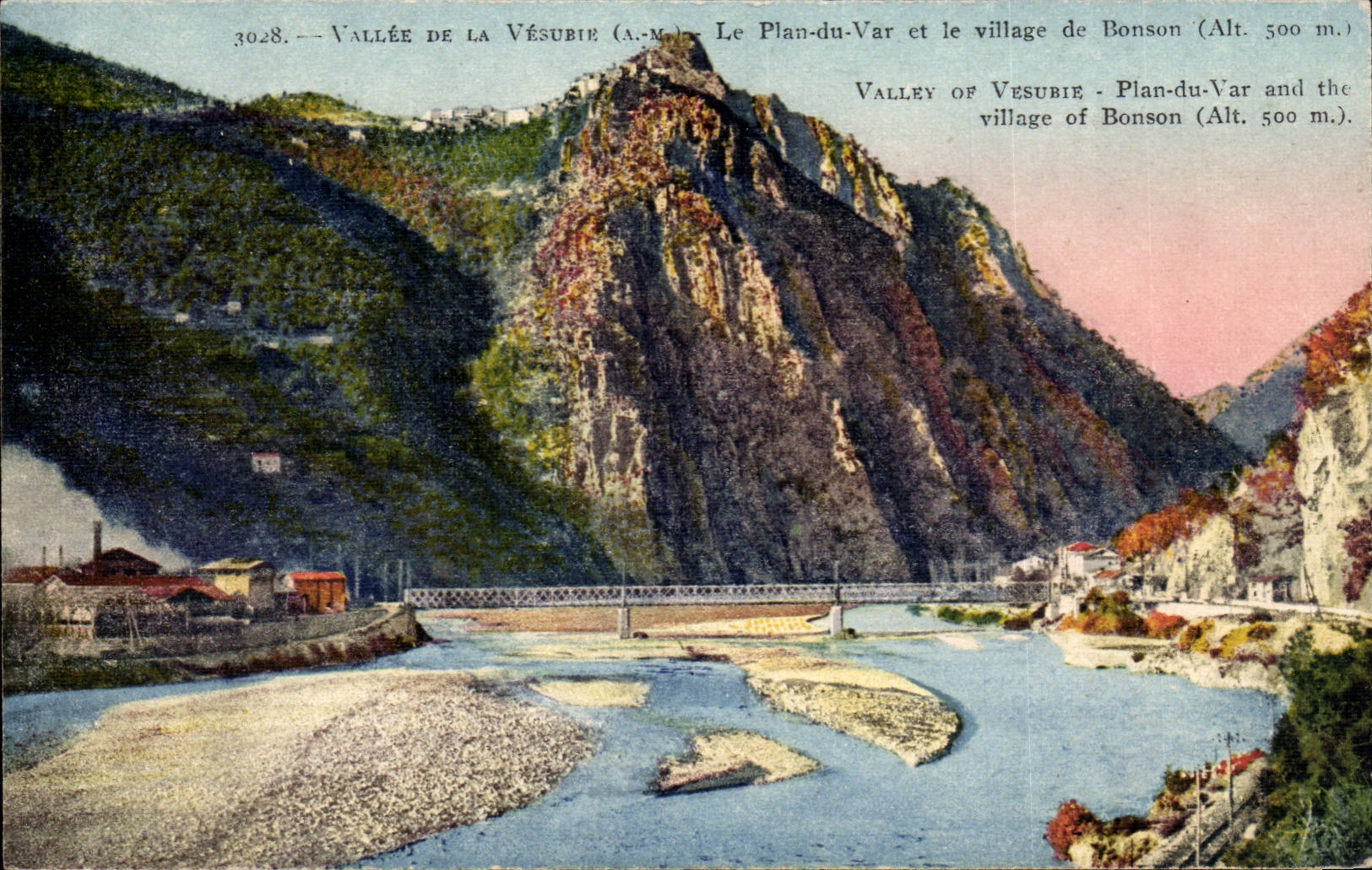Vallee de la Vesubie - Le Plan du Var et le Village de Bonson CPA 