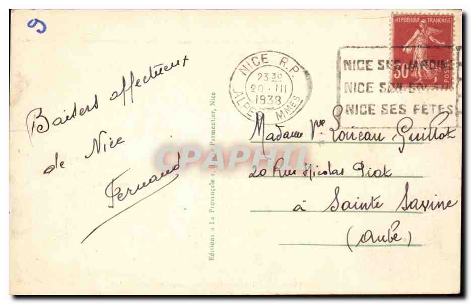 Nice - La Promenade des Anglais - CPA  — Rückseite